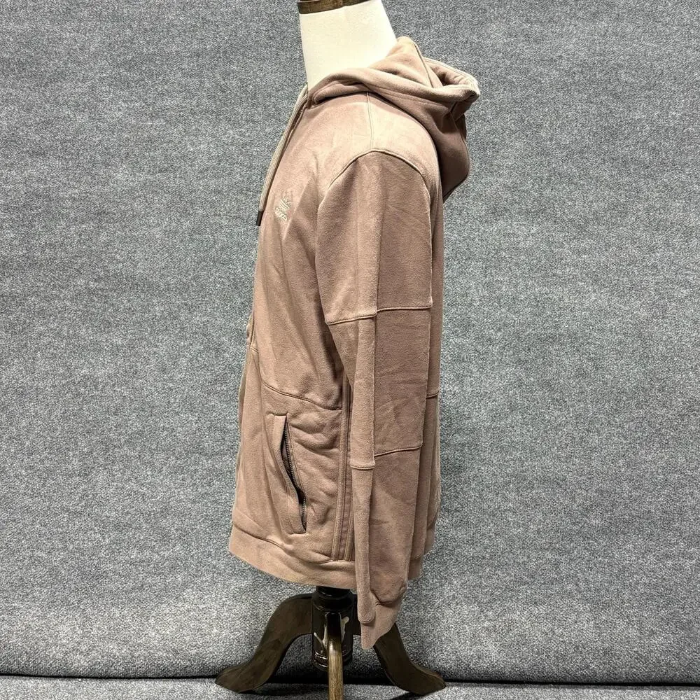 Adidas Hoodie Mens Large Brown Full Zip Trefoil Logo Pockets Sweatshirt